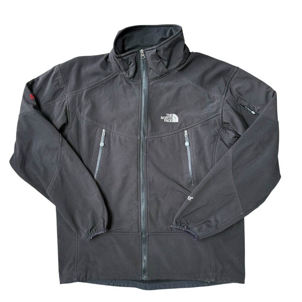 North Face Summit Series Jacket Mens Medium Full Zip Black Soft Shell *No Hood